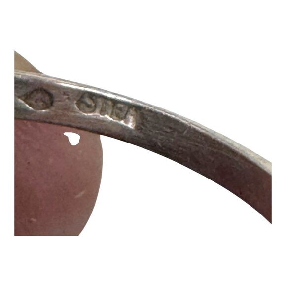 Vintage Malachite Oval Interlocking Hearts Sterling Silver Ring Abstract Sz 6.5 - Picture 3 of 9